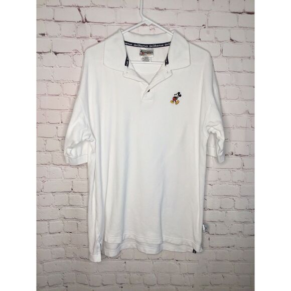 Vintage Walt Disney World Polo Shirt Mens Medium M Embroidered Mickey Mouse Logo - Picture 1 of 6